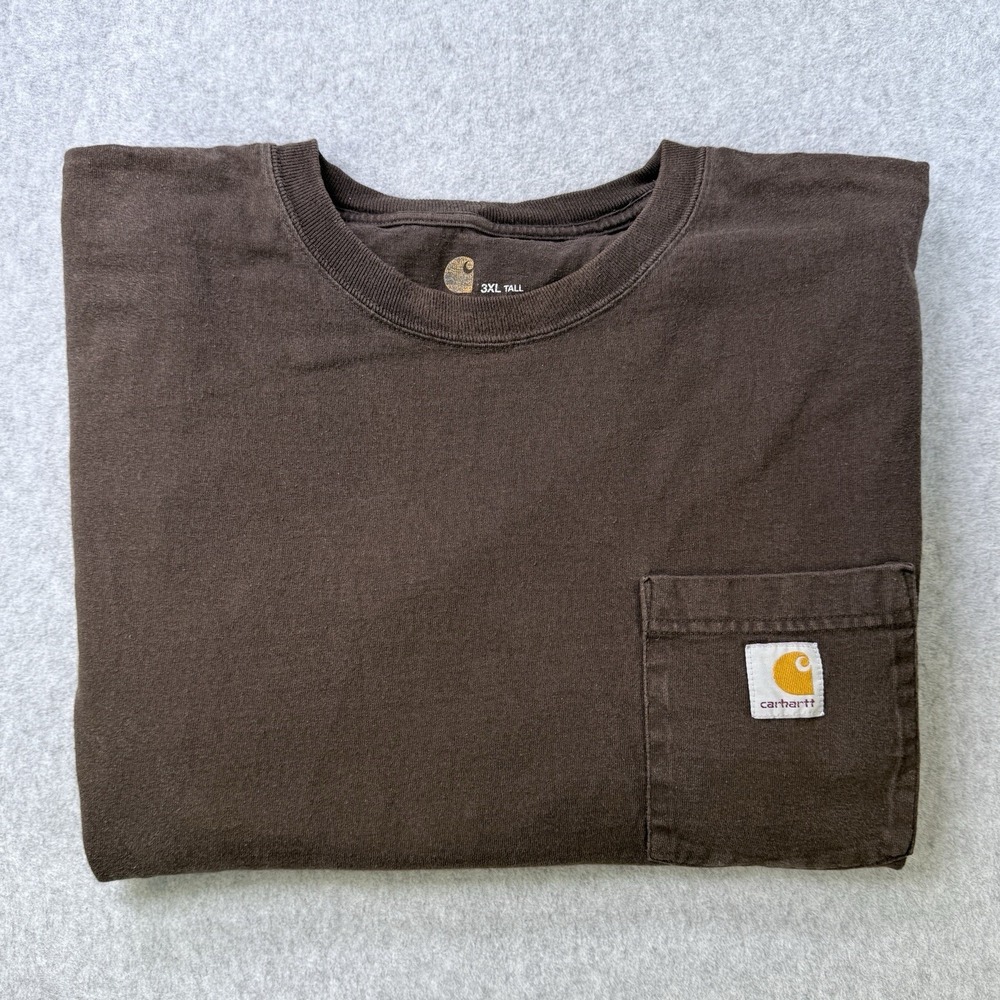 Carhartt Original Fit Mens Dark Grayish Brown T Shirt With Pocket Size 3XL Tall